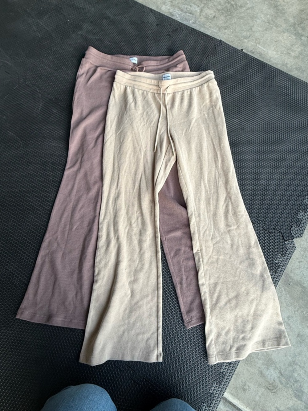 Sunday Best Wide-Leg Knit Pants in Cream and Mauve